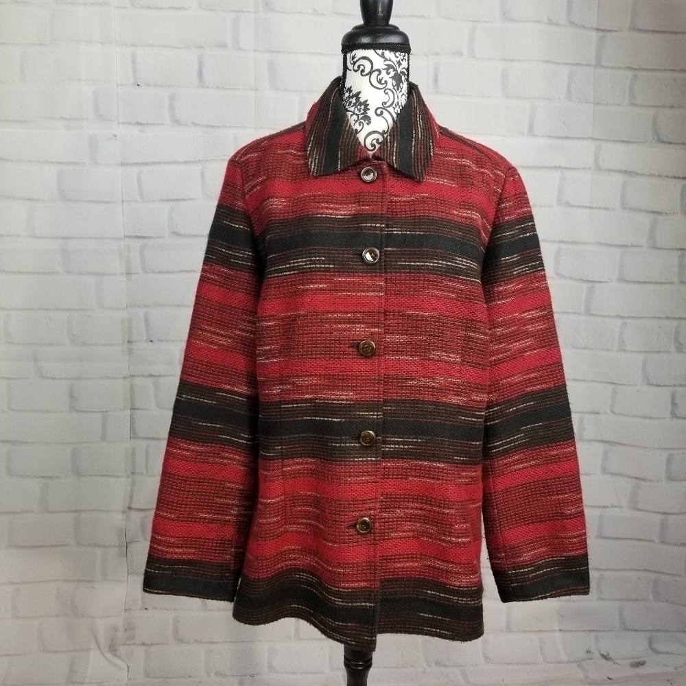 Coldwater Creek button front geo print jacket